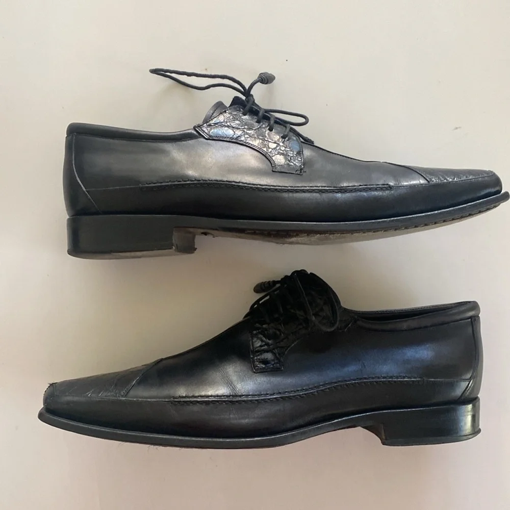 MEZLAN Julian Men's Black Crocodile Leather Dress Shoes Size 10.5 M
